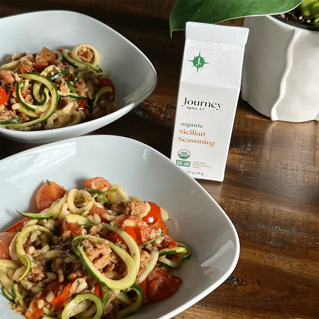 Journey Spice Co. Sicilian Zucchini Noodle Recipe - "zoodles"